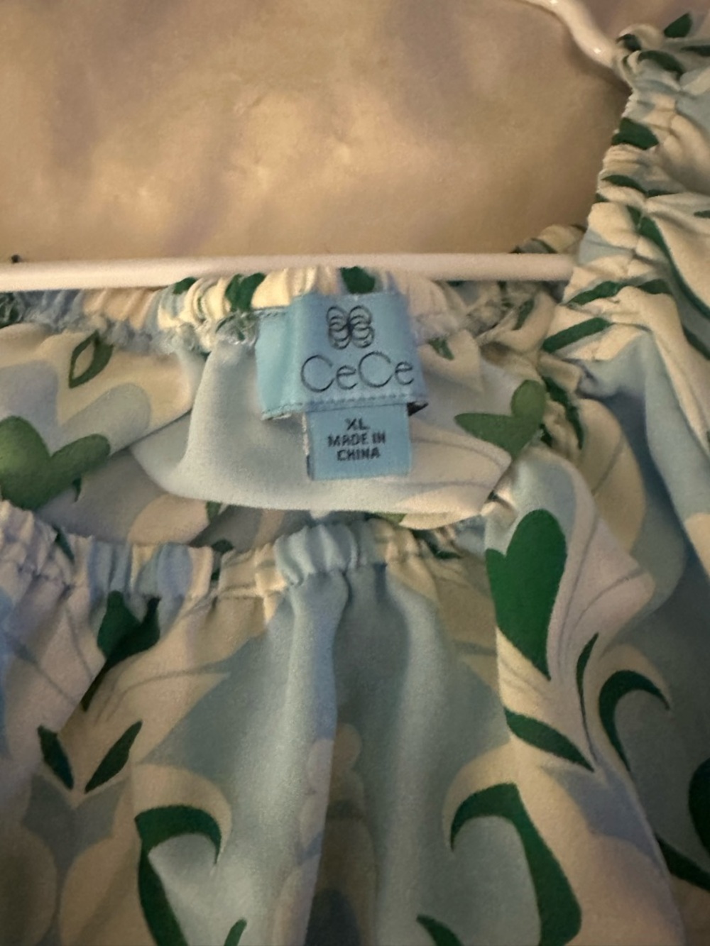 CeCe Light Blue & Green Floral Off-Shoulder Tunic - Picture 3 of 5